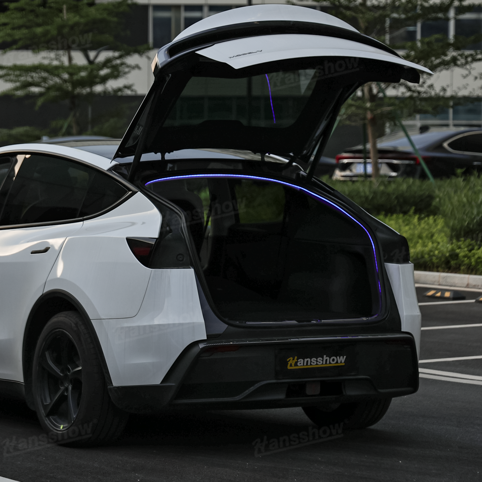 Model Y Juniper Rear Trunk Ambient Lighting RGB LED Light Strips - vibrant color display