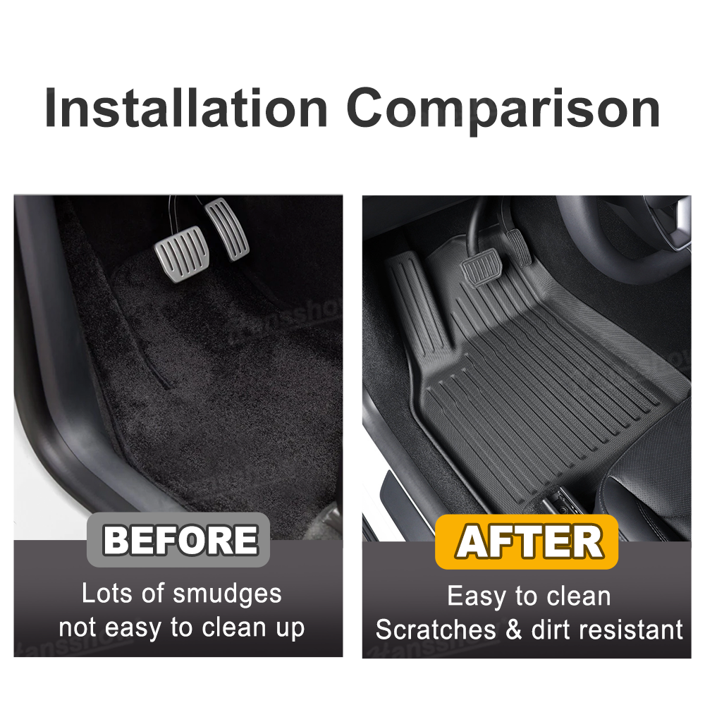 Model Y Floor Mats Custom Fit All Weather TPE Interior Accessories - installed in vehicle