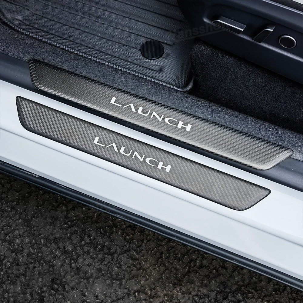 Model Y Juniper Real Carbon Fiber Door Sills front view