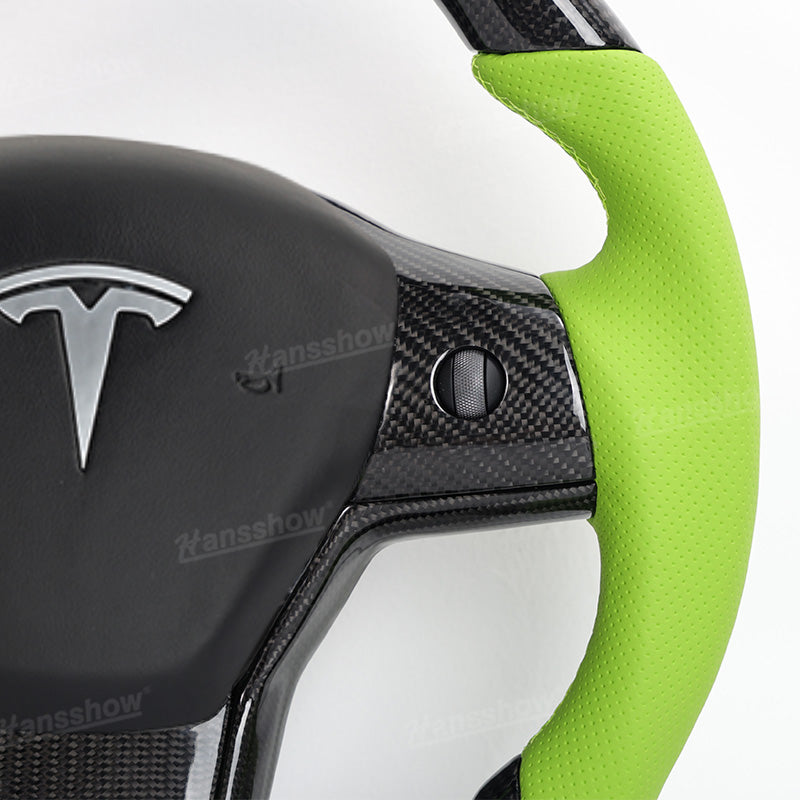 Model Y/3 Real Carbon Fiber D-Shaped Steering Wheel in car