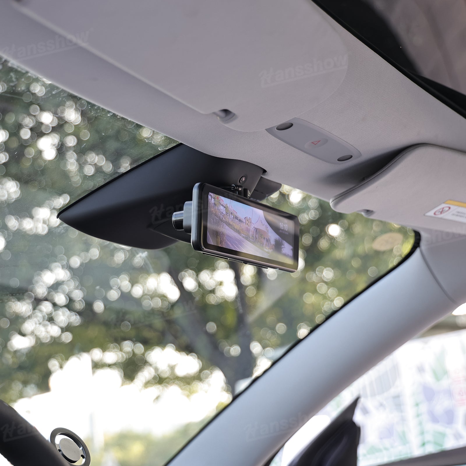 Model Y Juniper Rearview Mirror 10 Inch Dash Cam showing recording