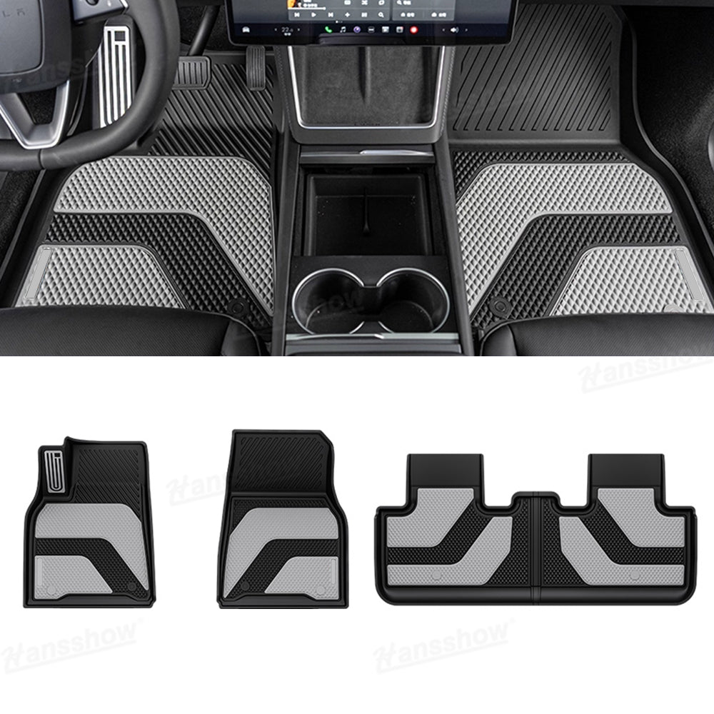 Model Y Juniper OEM Style Two-Tone TPE Floor Mats with Aluminum Pedal - Front view