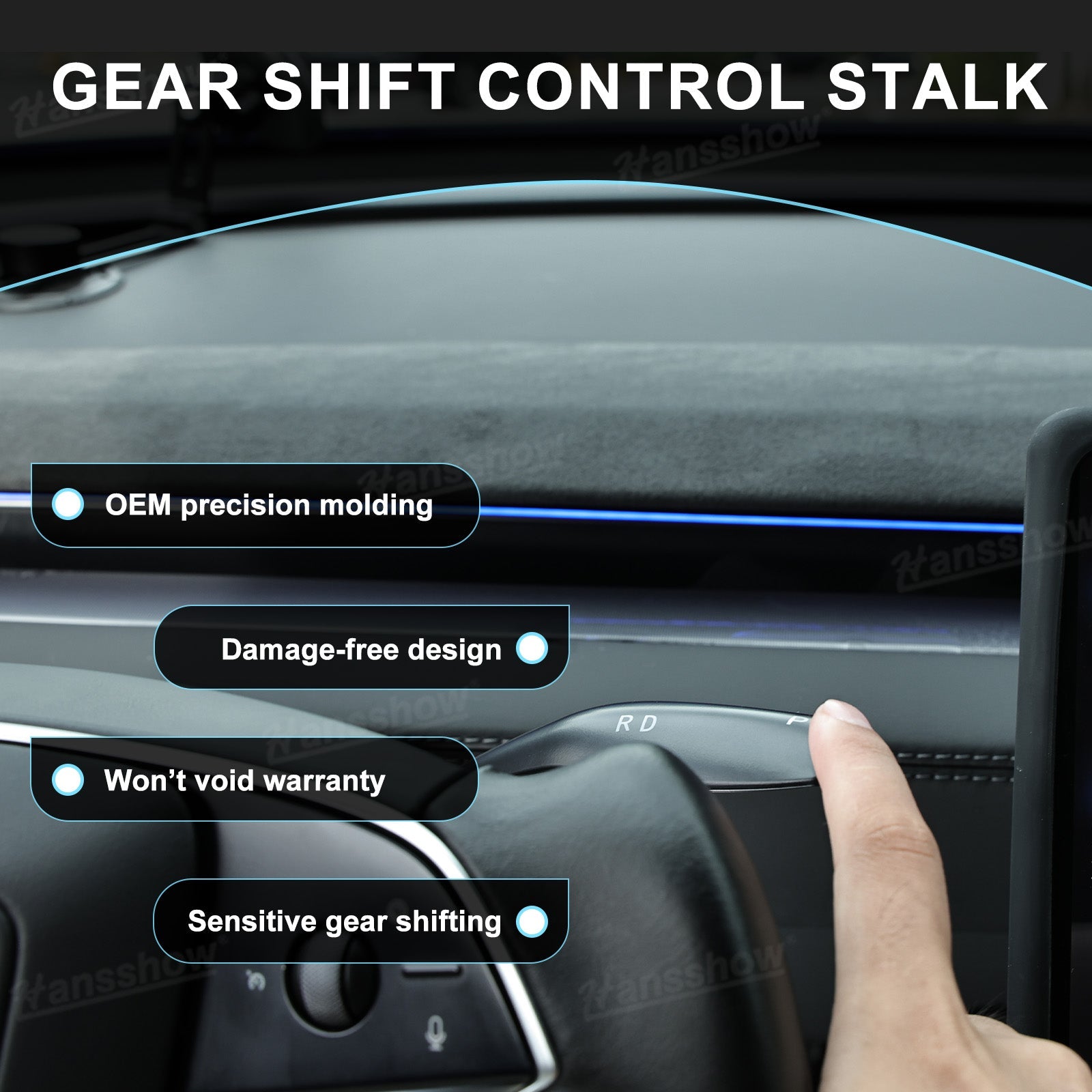 Model Y Juniper Right Side Gear Shift Control Stalks Upgrade Kit - Gear shift in action