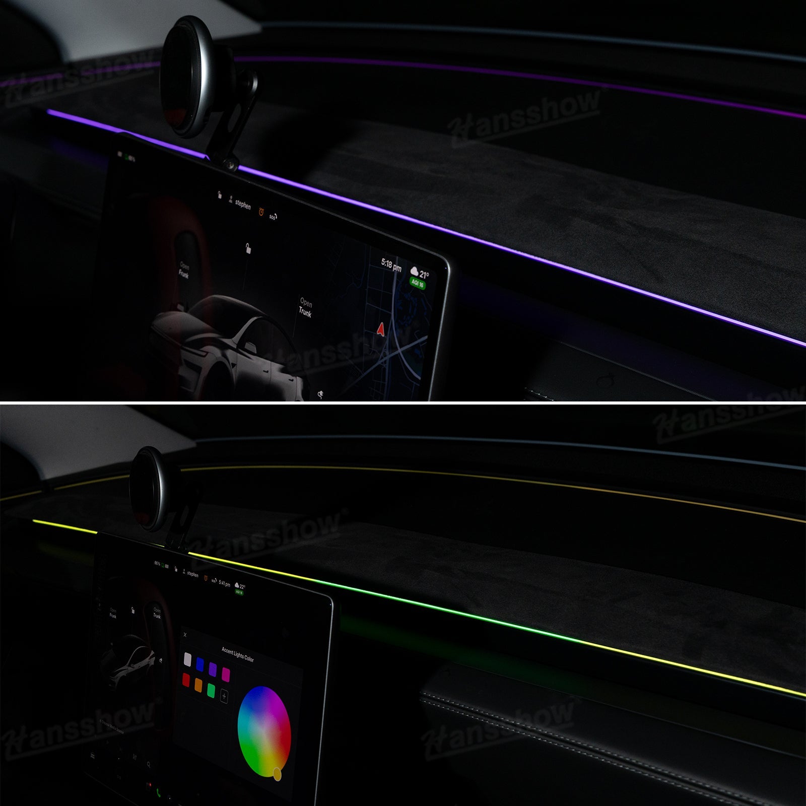 Streamer Ambient Light for Tesla Model Y & 3 driving experience