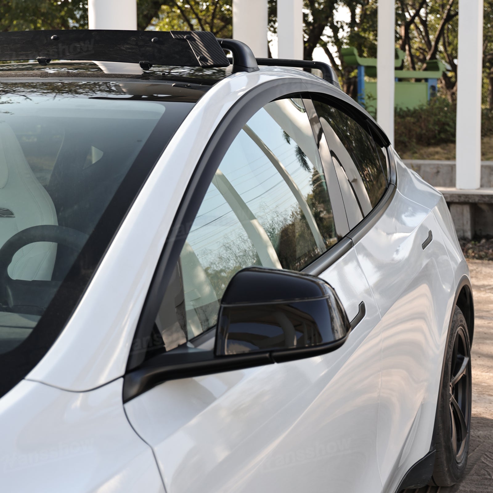 Model Y Juniper Rain Guards installed on vehicle