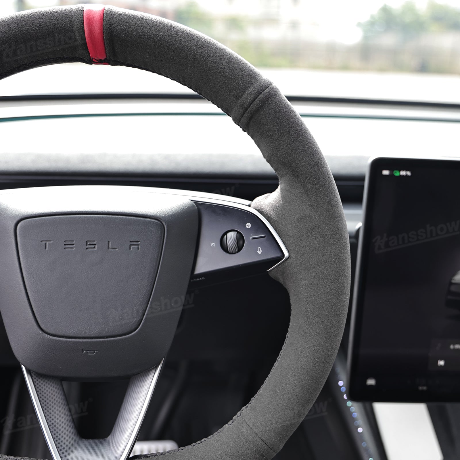 Model Y Juniper/3 Highland Premium Alcantara Steering Wheel Cover - showing hygiene features