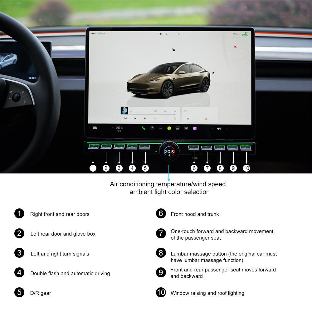 Center Console Control Button for Tesla Model Y/3 - Side angle