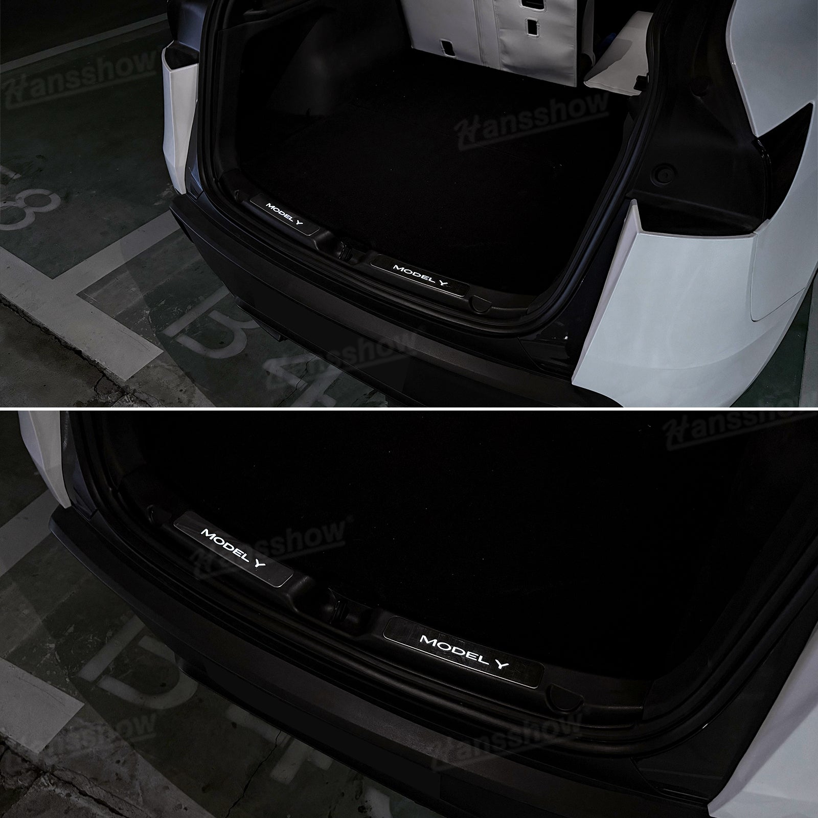 Model Y Juniper Door Sill with trunk open