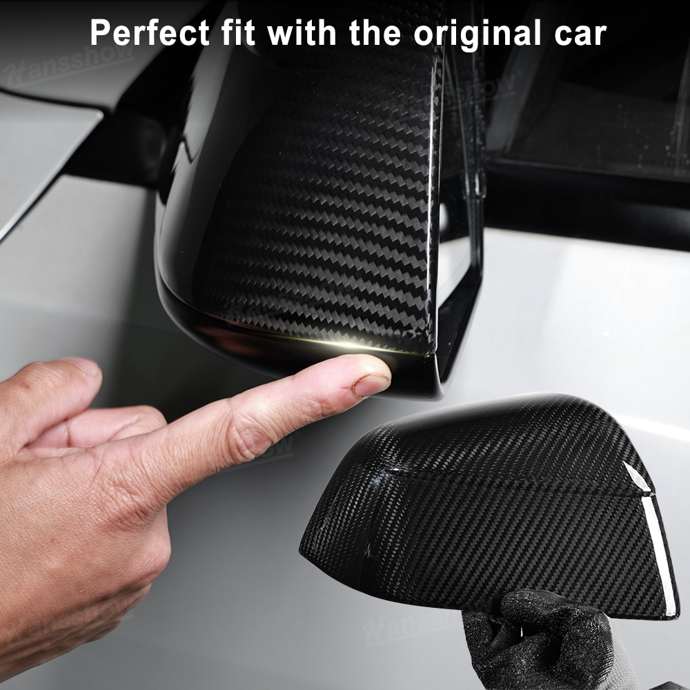 Model Y Juniper Side Mirror Real Carbon Fiber Overlay Covers - glossy finish
