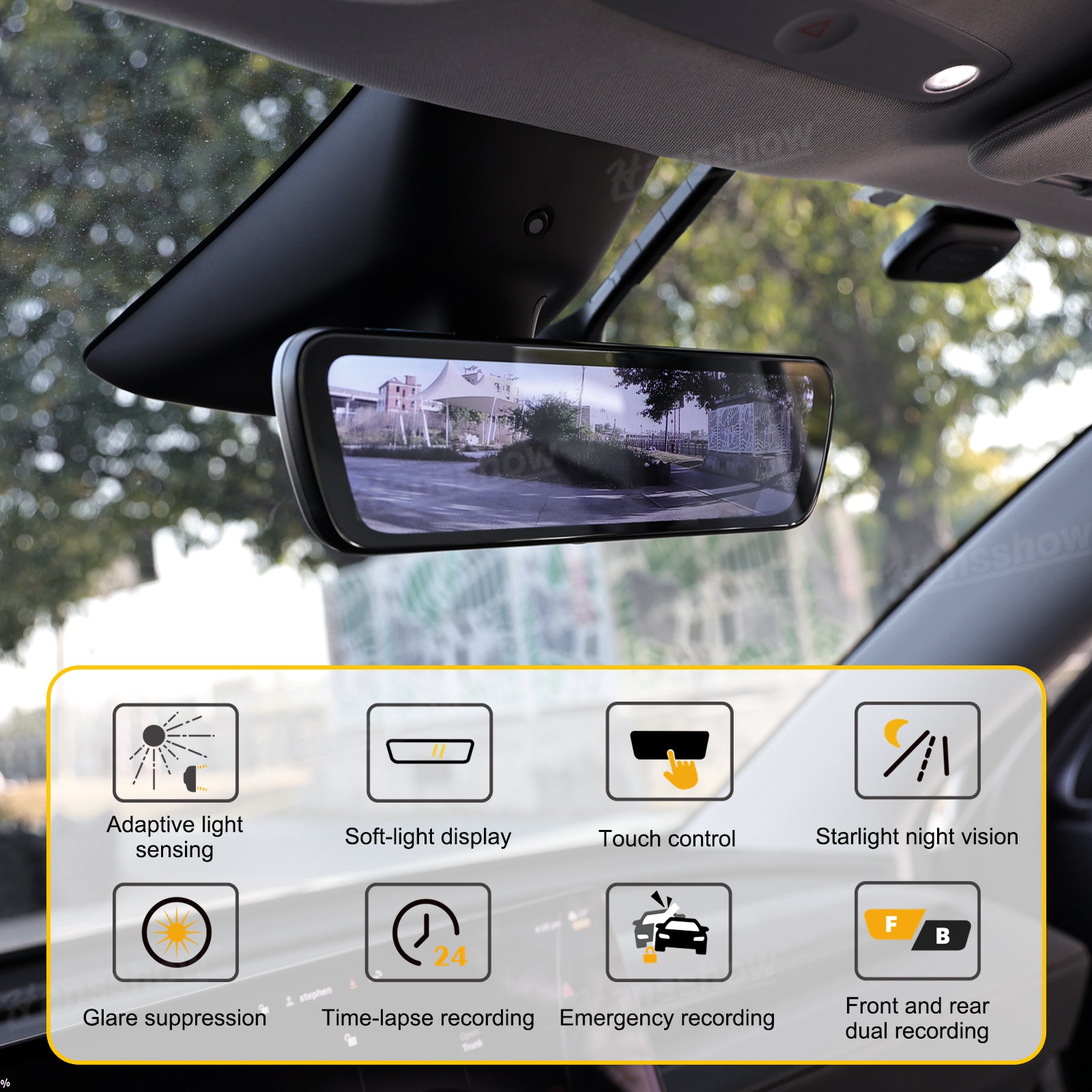Model Y Juniper Dash Cam showing large IPS display