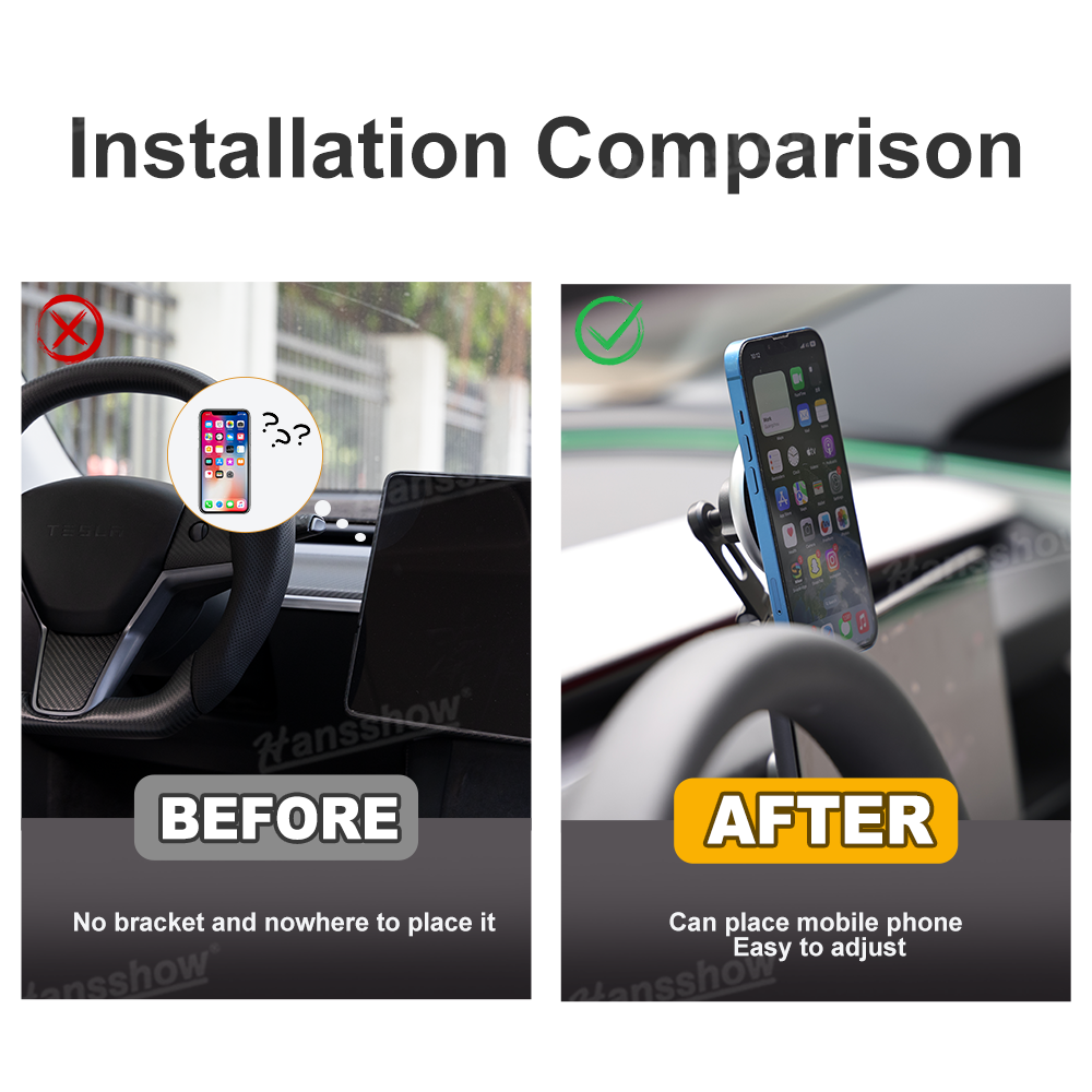 Tesla Car Rechargeable Phone Holder Mount side angle