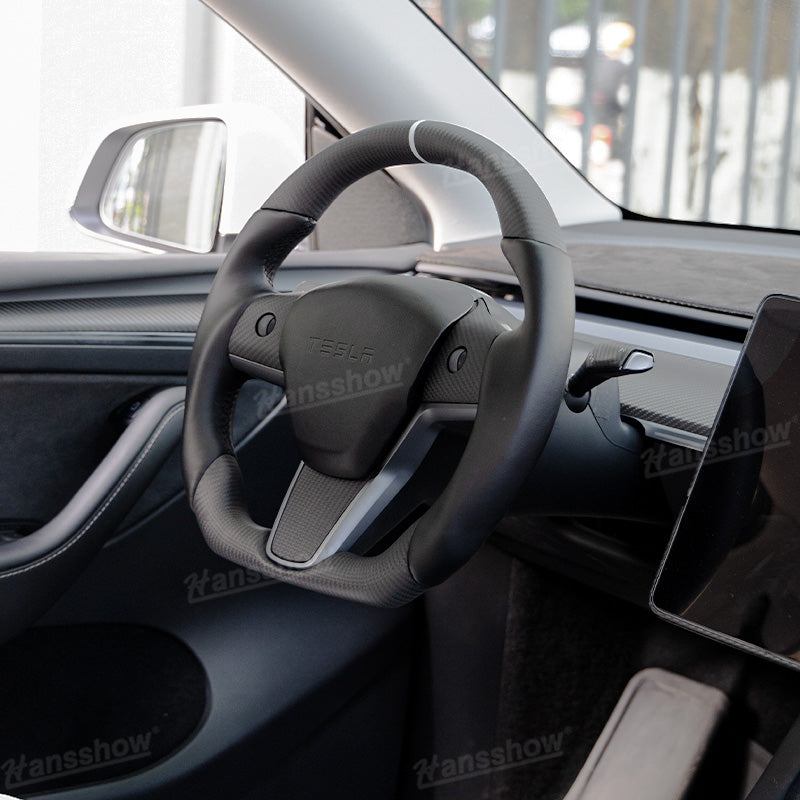 Tesla Model Y/3 Carbon Fiber Steering Wheel with dashboard