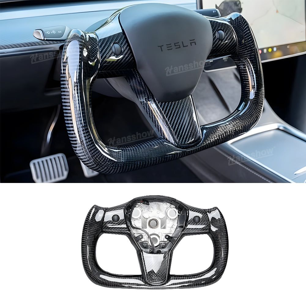 Tesla Model Y/3 Real Carbon Fiber Steering Wheel Yoke/F1 Style Yoke Style