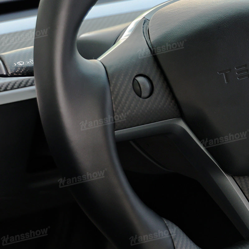 Tesla Model Y/3 Carbon Fiber Steering Wheel with interior view