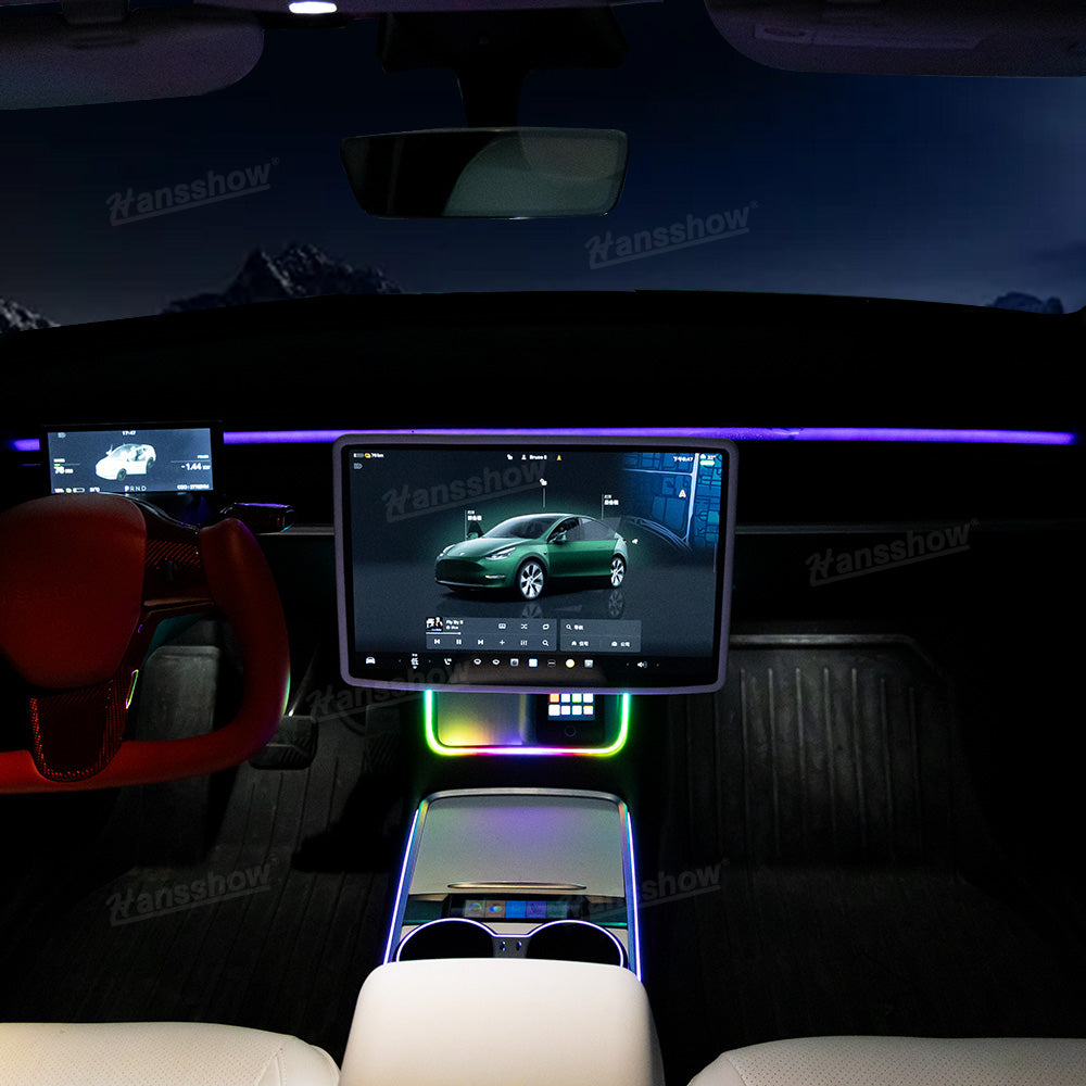 Model Y/3 Center Console Ambient Light with Cup Holder HUB Adapter - color spectrum