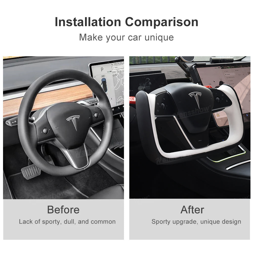Yoke Style Steering Wheel for Tesla Model Y - installed in vehicle