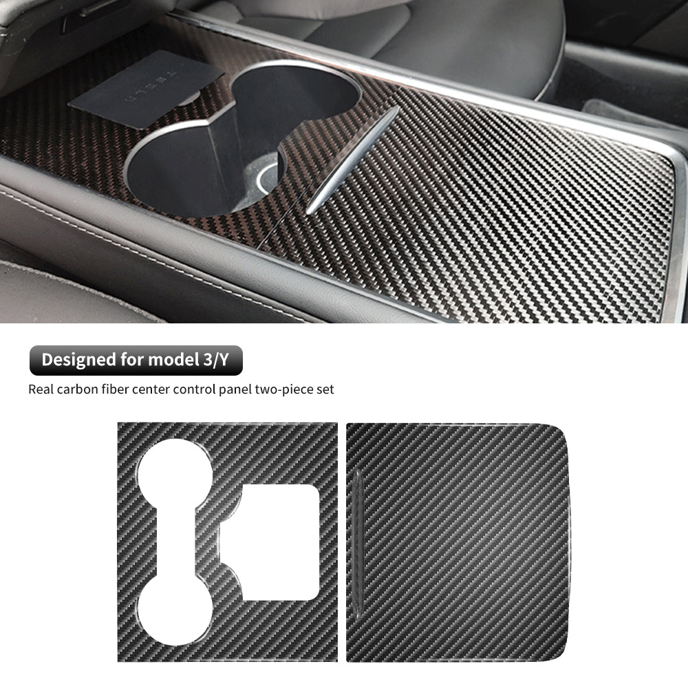 Model 3/Y Real Carbon Fiber Center Console Trim Panel Cover for Tesla Model Y