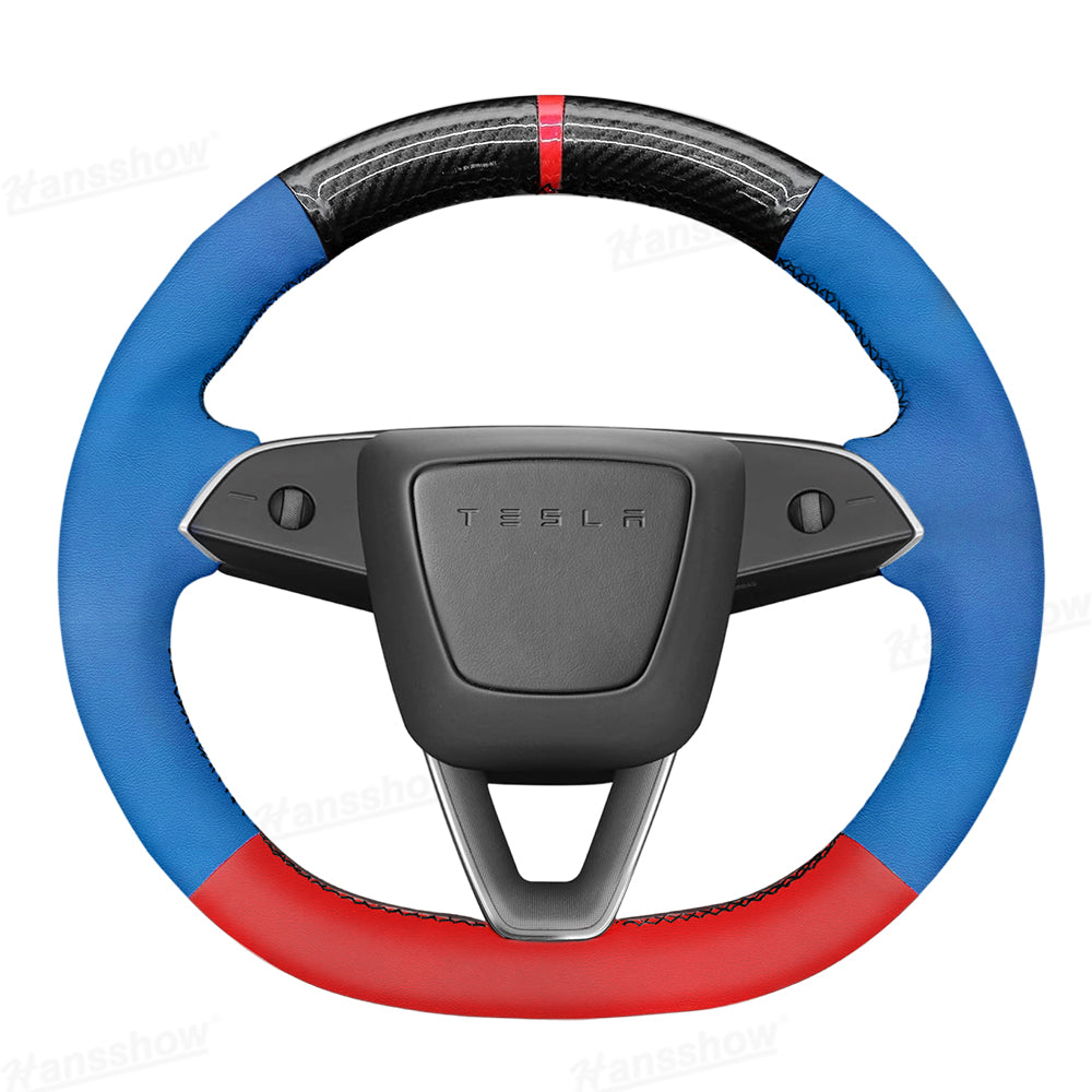 Model Y Juniper DIY Hand Stitching Steering Wheel Wrap in vehicle interior