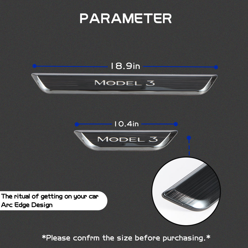 Model Y LED illuminated Door Sill close-up detail