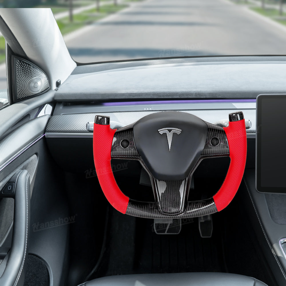 Model 3 / Y Custom Carbon Fiber Steering Wheel F1 Style for Tesla Model Y - Front view