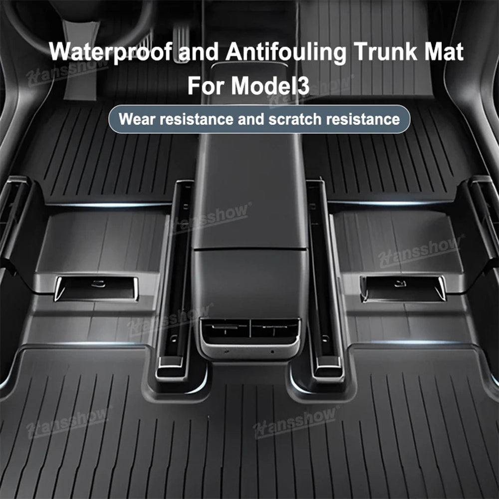 Model 3 Waterproof Floor Mats All Weather Floor Liners (Full Set) - installed in vehicle