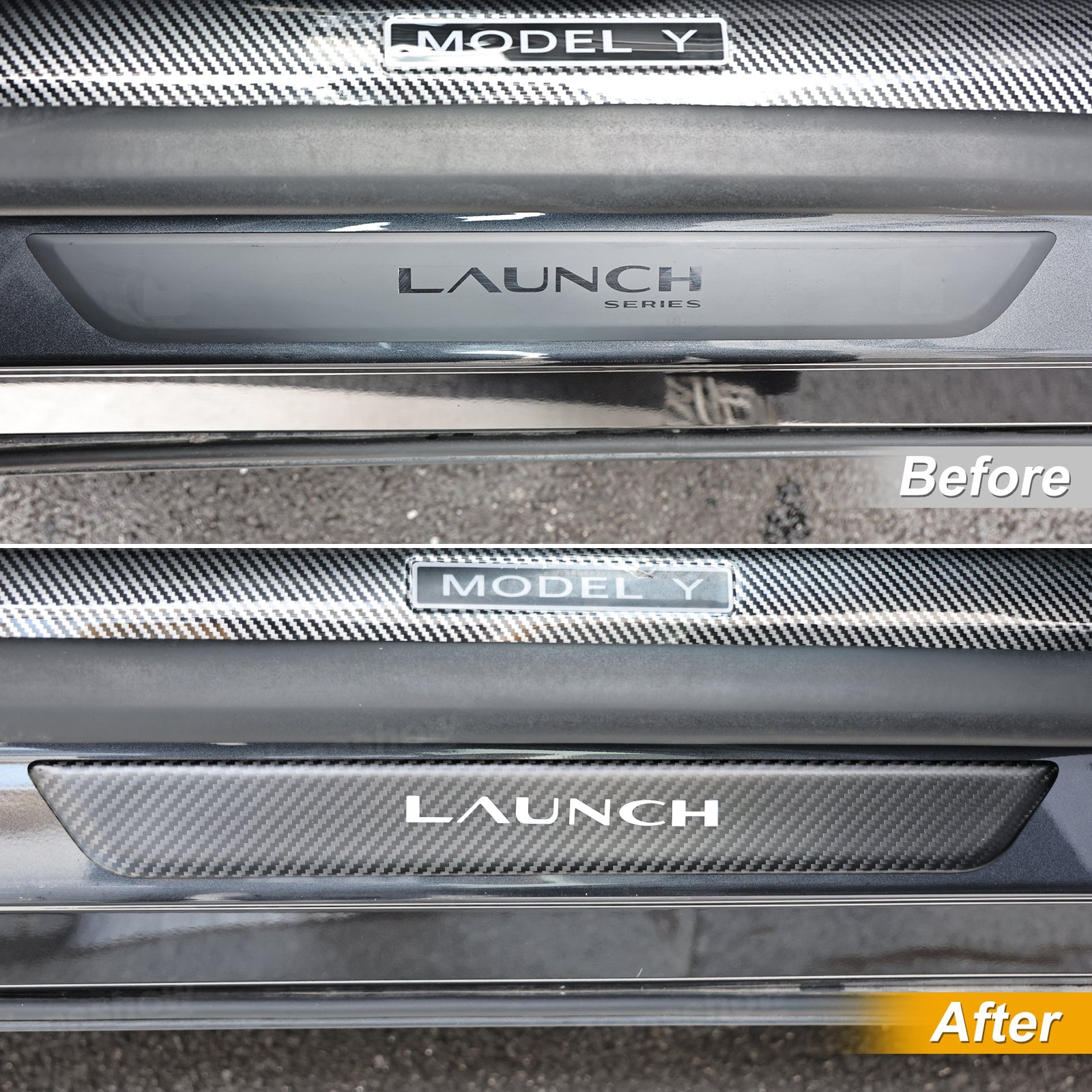 Model Y Juniper Real Carbon Fiber Door Sills installation process
