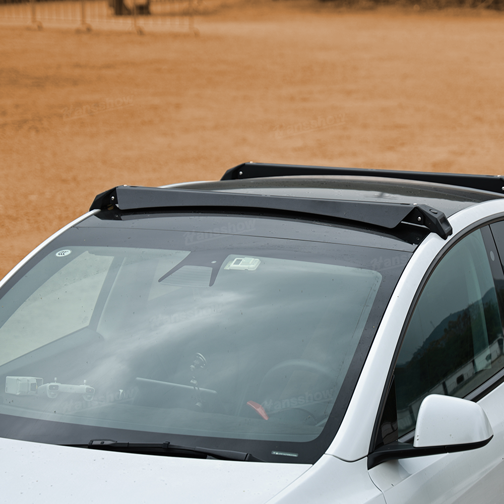Tesla Model Y Roof Rack With Roof Spoiler Tail Wing - Front View