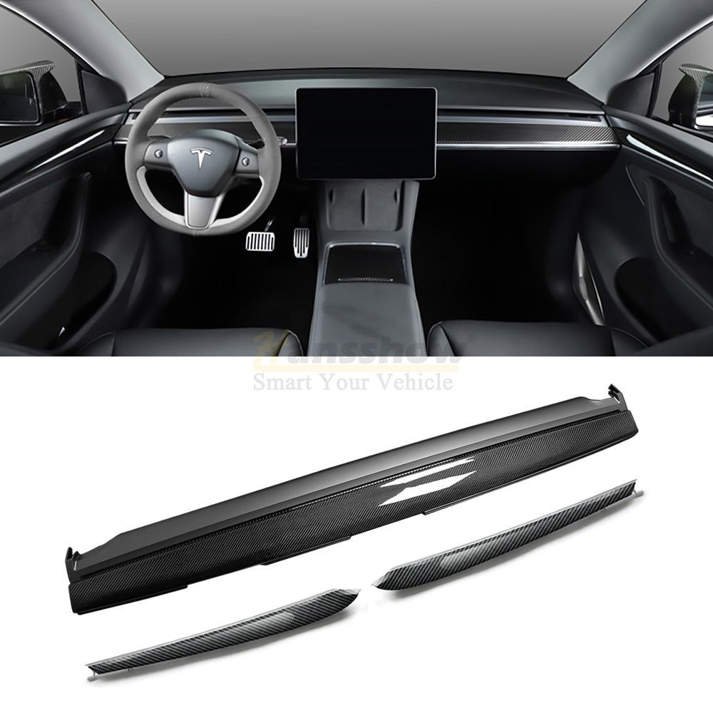 Model Y/3 Real Carbon Fiber Dashboard Trim Panel Replacement Kit close-up