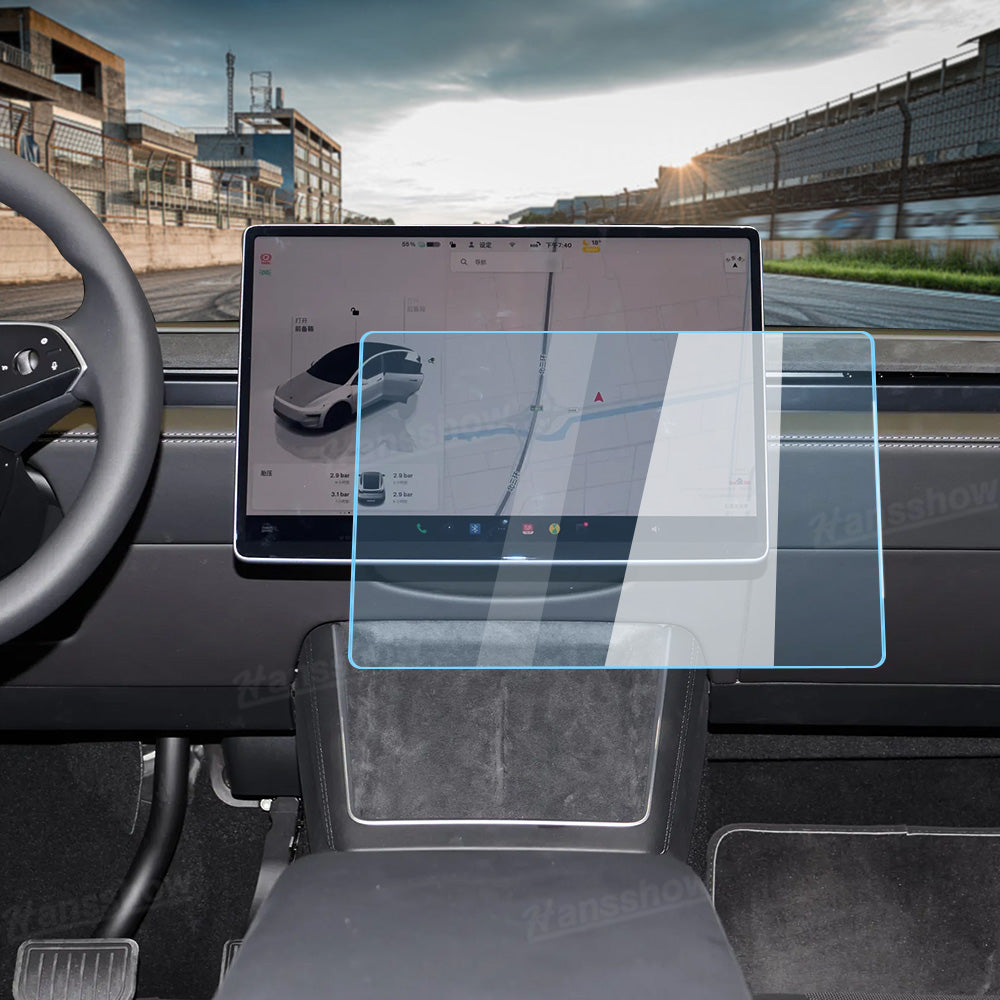 Model 3 Highland & Model Y Juniper Tempered Glass Screen Protector Set - close-up detail