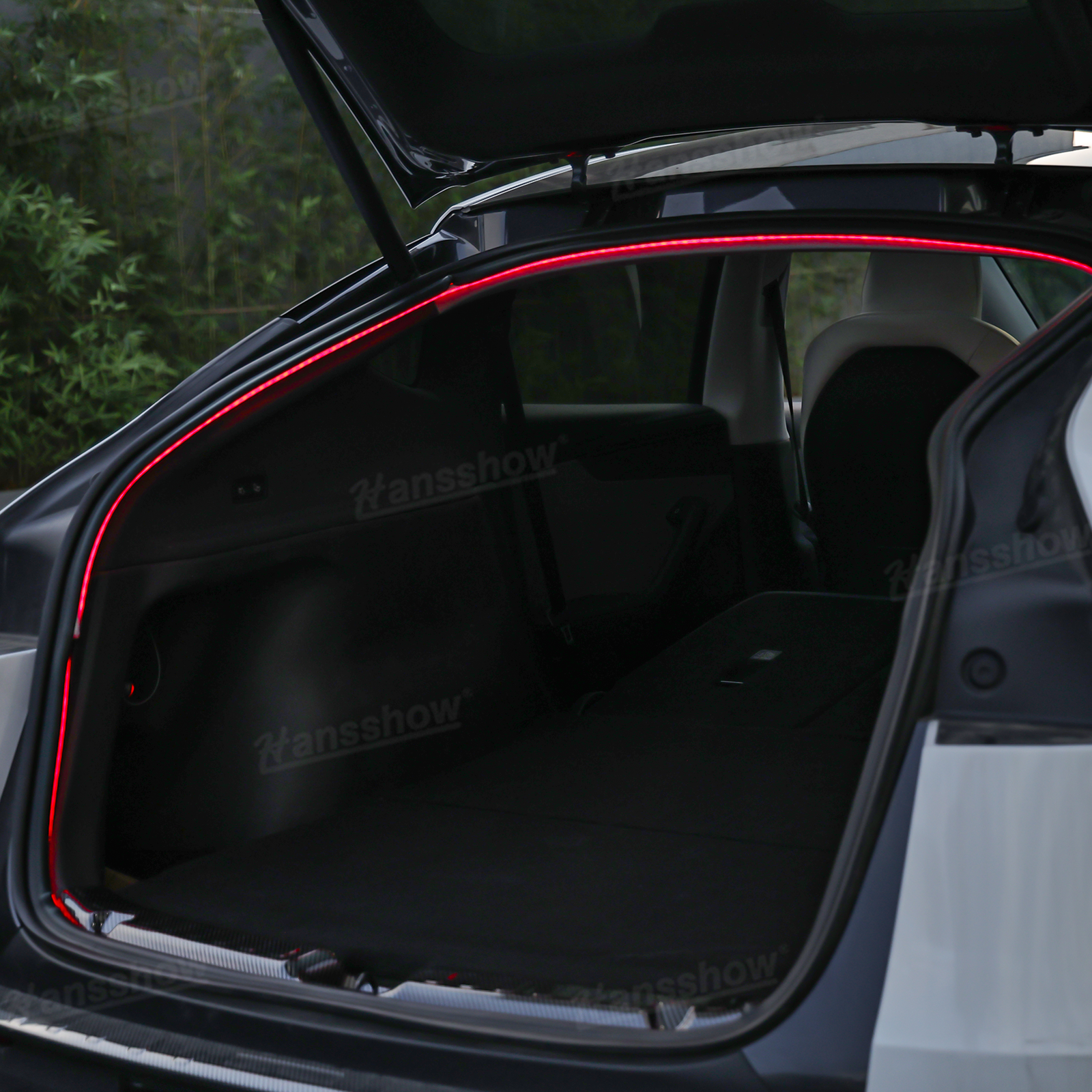 Model Y Juniper Rear Trunk Ambient Lighting RGB LED Light Strips - trunk interior view