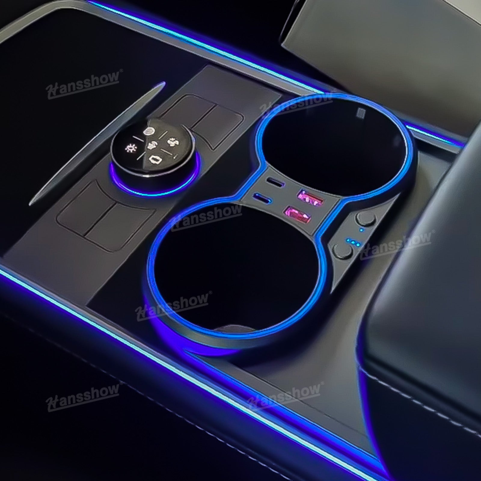 Model Y/3 Center Console Ambient Light with Cup Holder HUB Adapter - installation guide