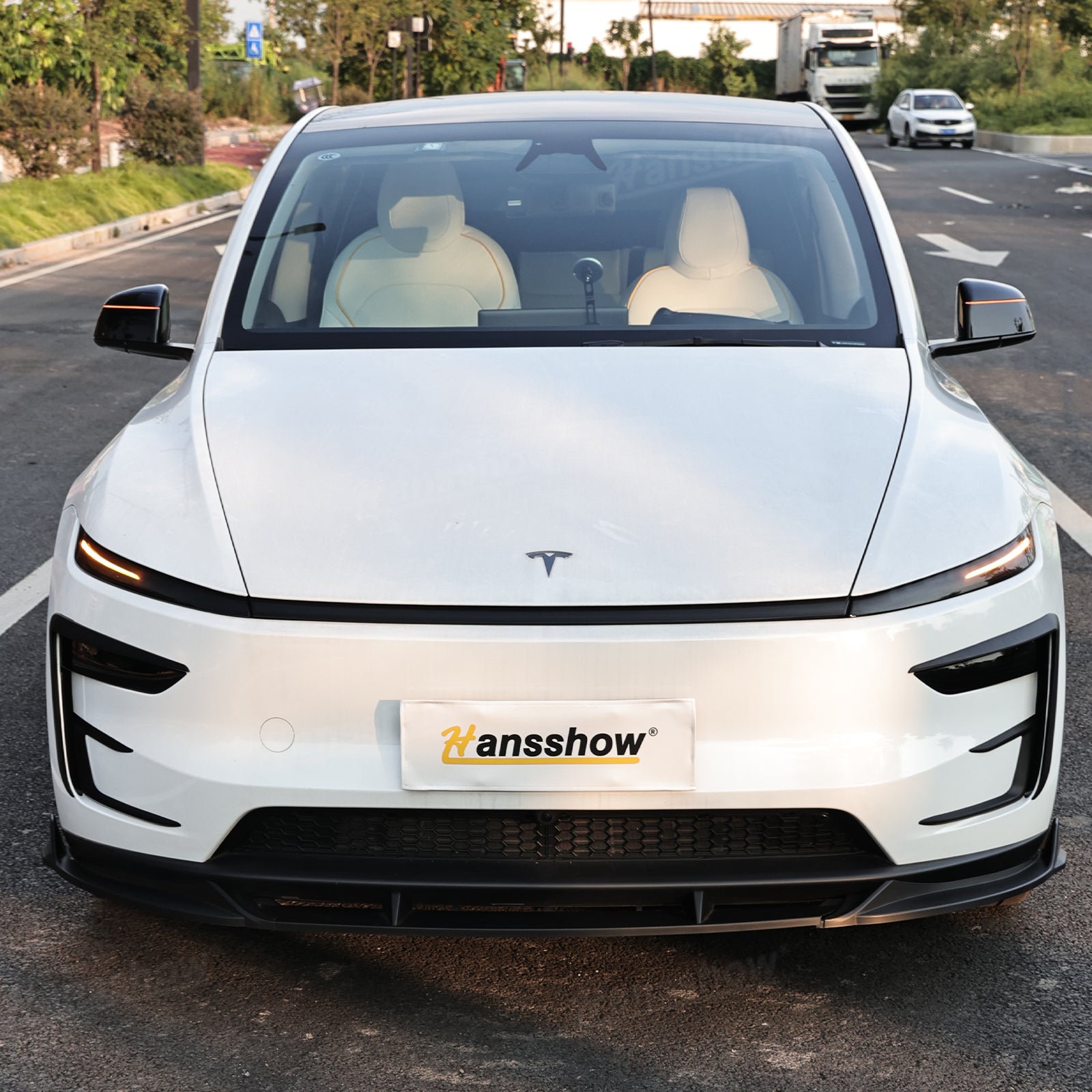 Model Y White PPF Full Body Protector front view