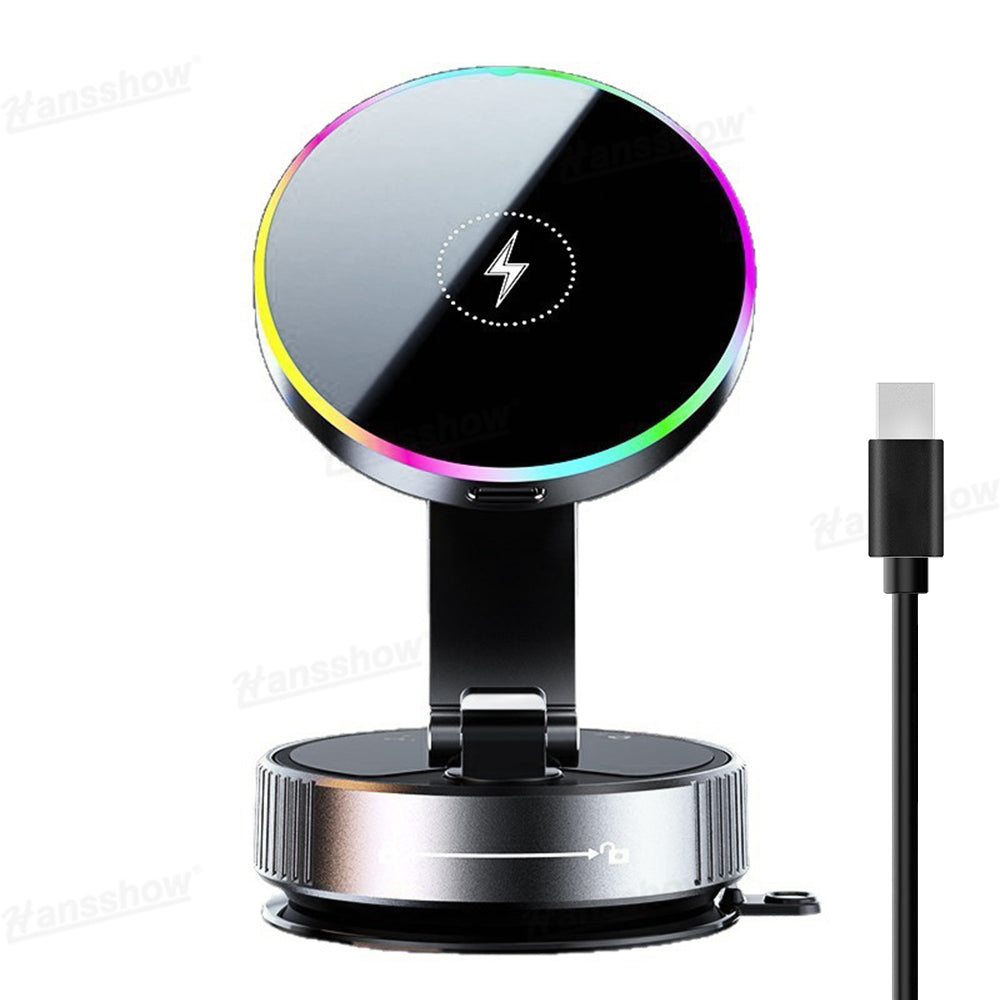 Wireless Charger Phone Holder with RGB Ambient Lighting for Tesla Model Y - interior integration