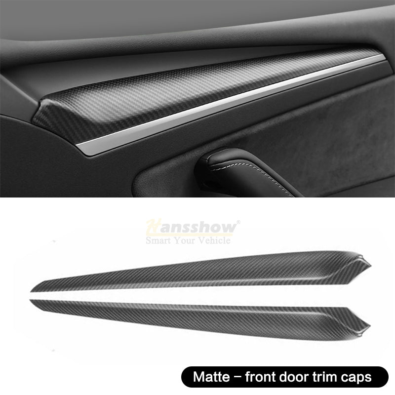 Real Carbon Fiber Dashboard Cover Front Door Trim Panel Caps for Model 3/Y - texture detail