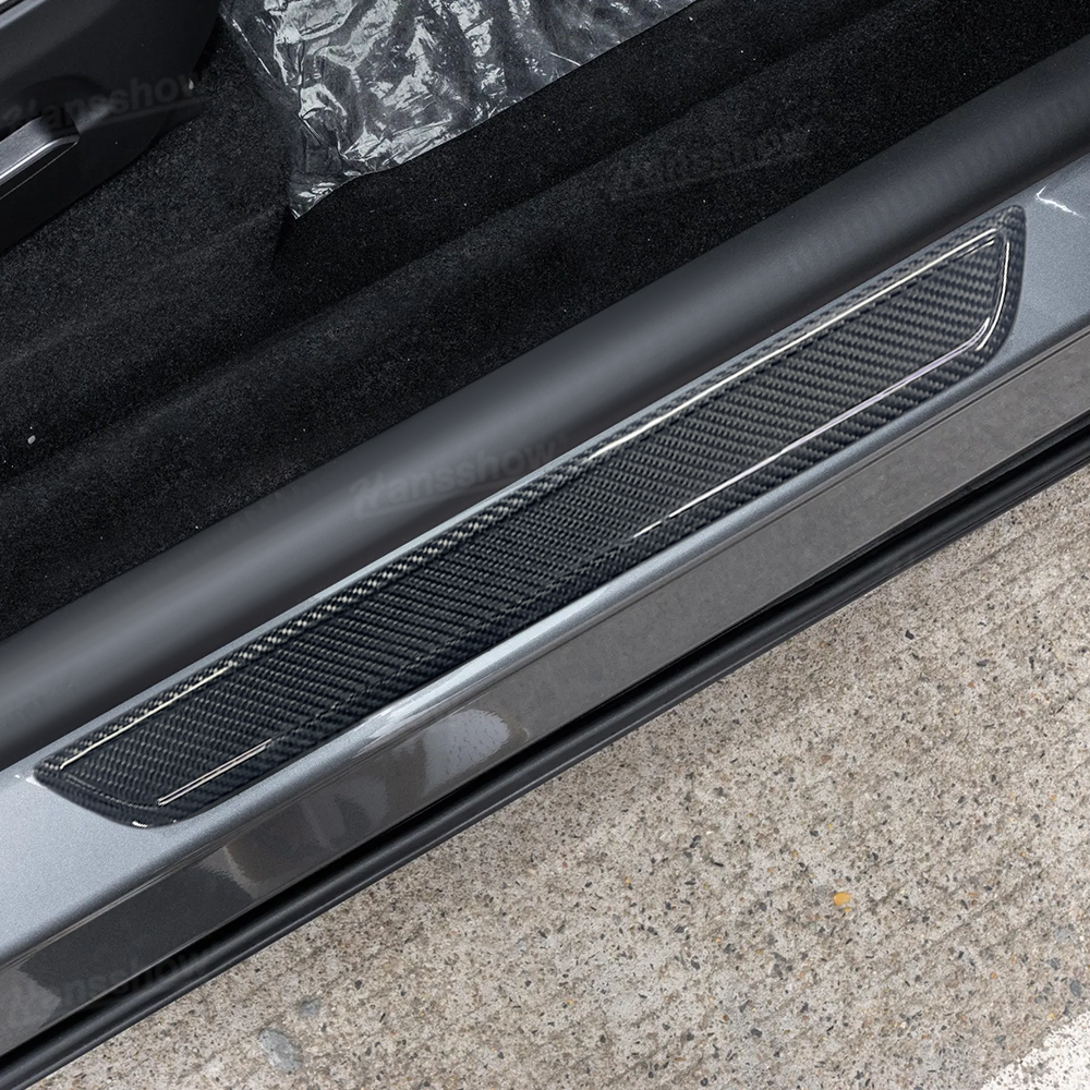 Model Y Juniper Real Carbon Fiber Door Sill Covers matte finish