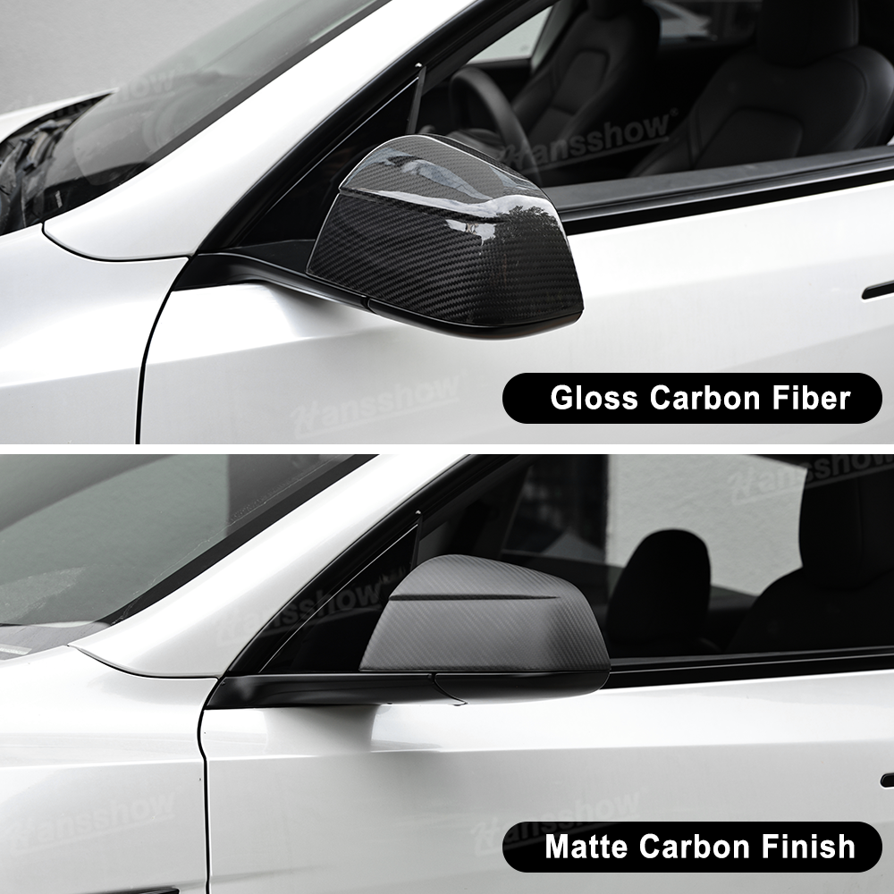 Tesla Model Y Side Mirror Covers Real Carbon Fiber Overlays - Lightweight Design