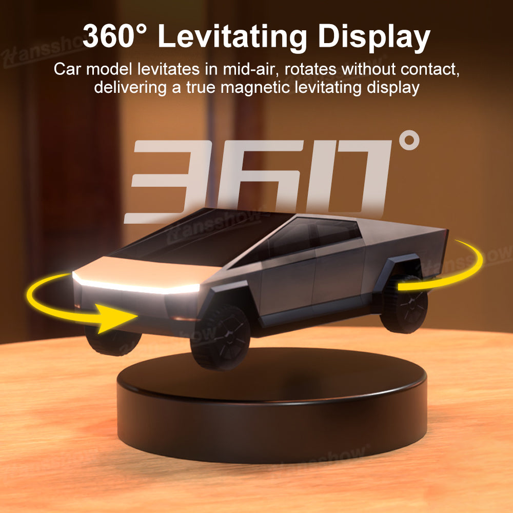 Levitating Cybertruck Model 360° Magnetic Floating Display side angle