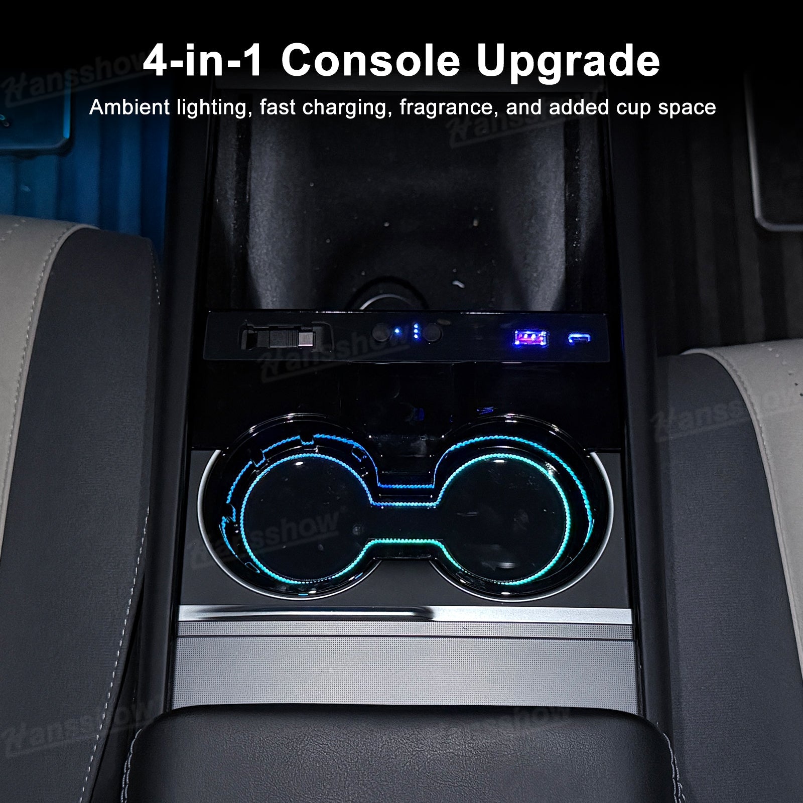 Model Y Juniper Center Console Cup Holder with Ambient Light - Elegant Design