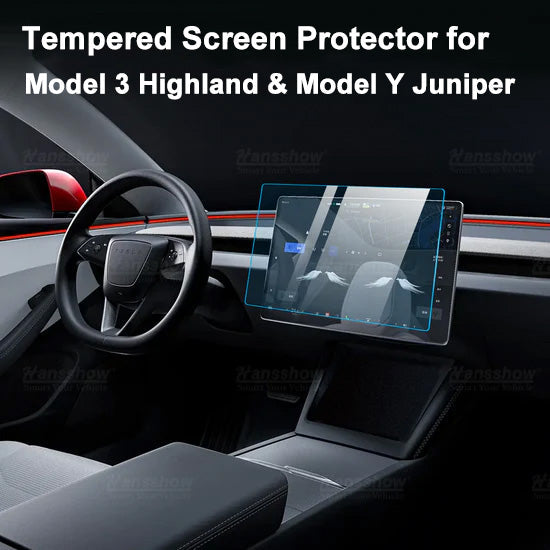 Model 3 Highland & Model Y Juniper Tempered Glass Screen Protector Set - side angle