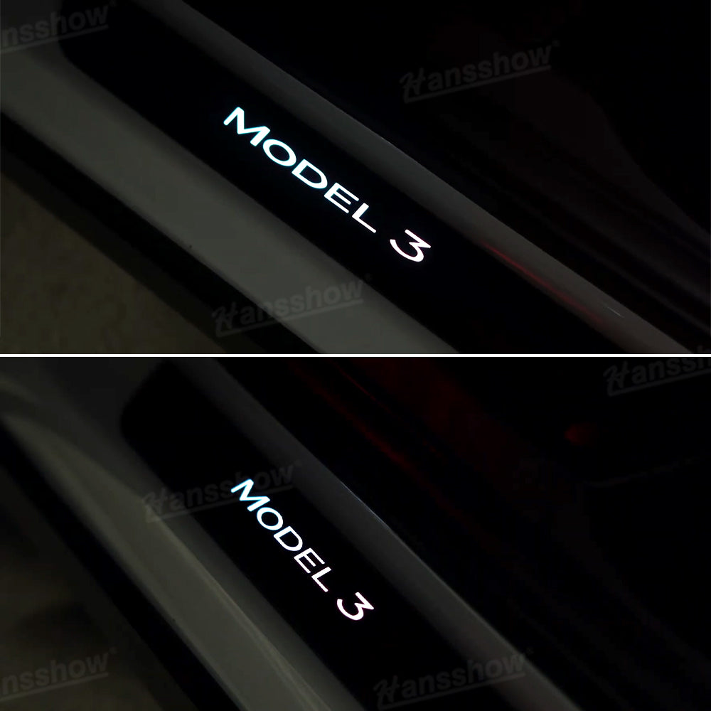 Model 3/Y LED illuminated Welcome Pedal Door Sill Protector for Tesla Model Y - glowing feature