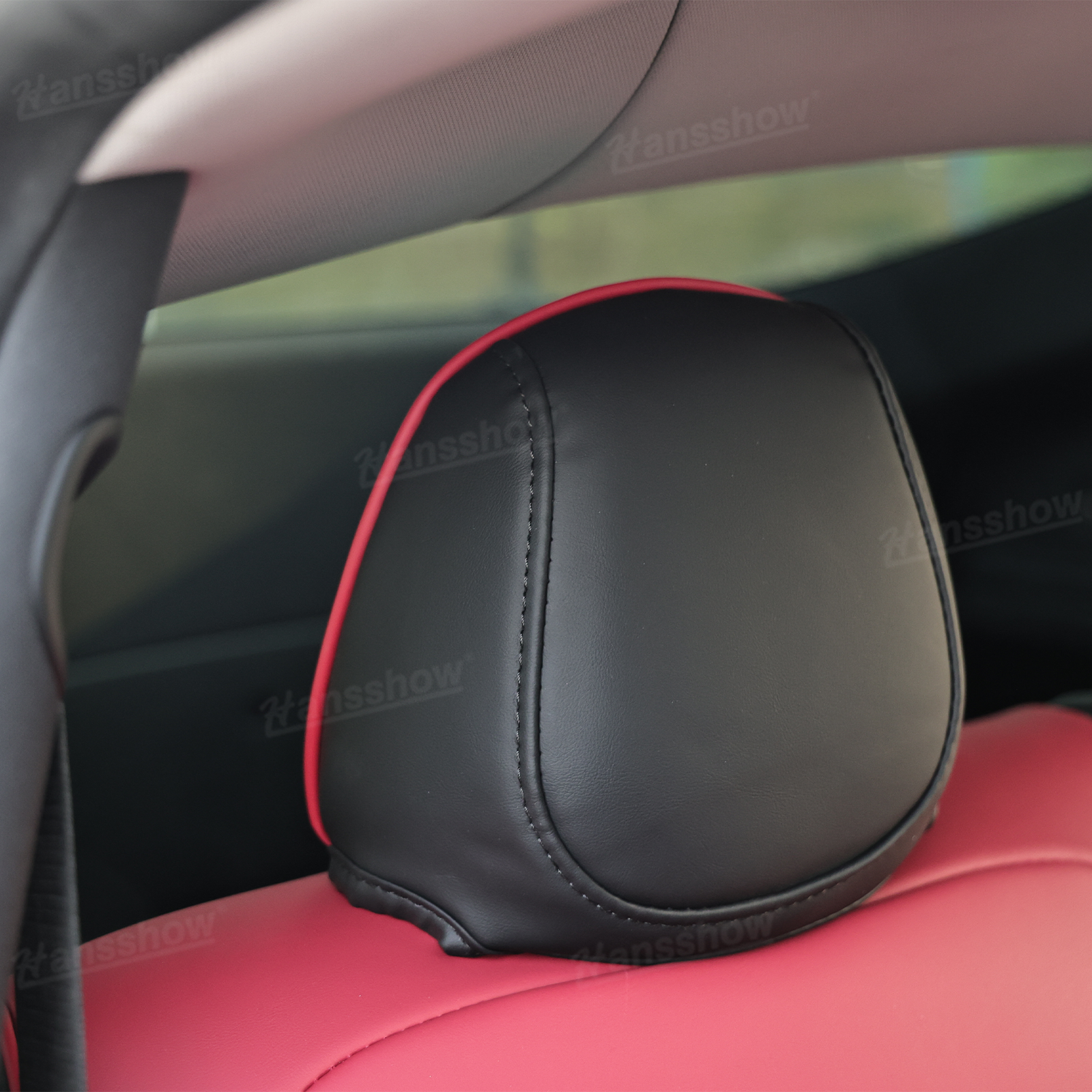 Model Y Juniper Upgrade Seat Covers with Bold 'T' Emblem - Passenger Side View