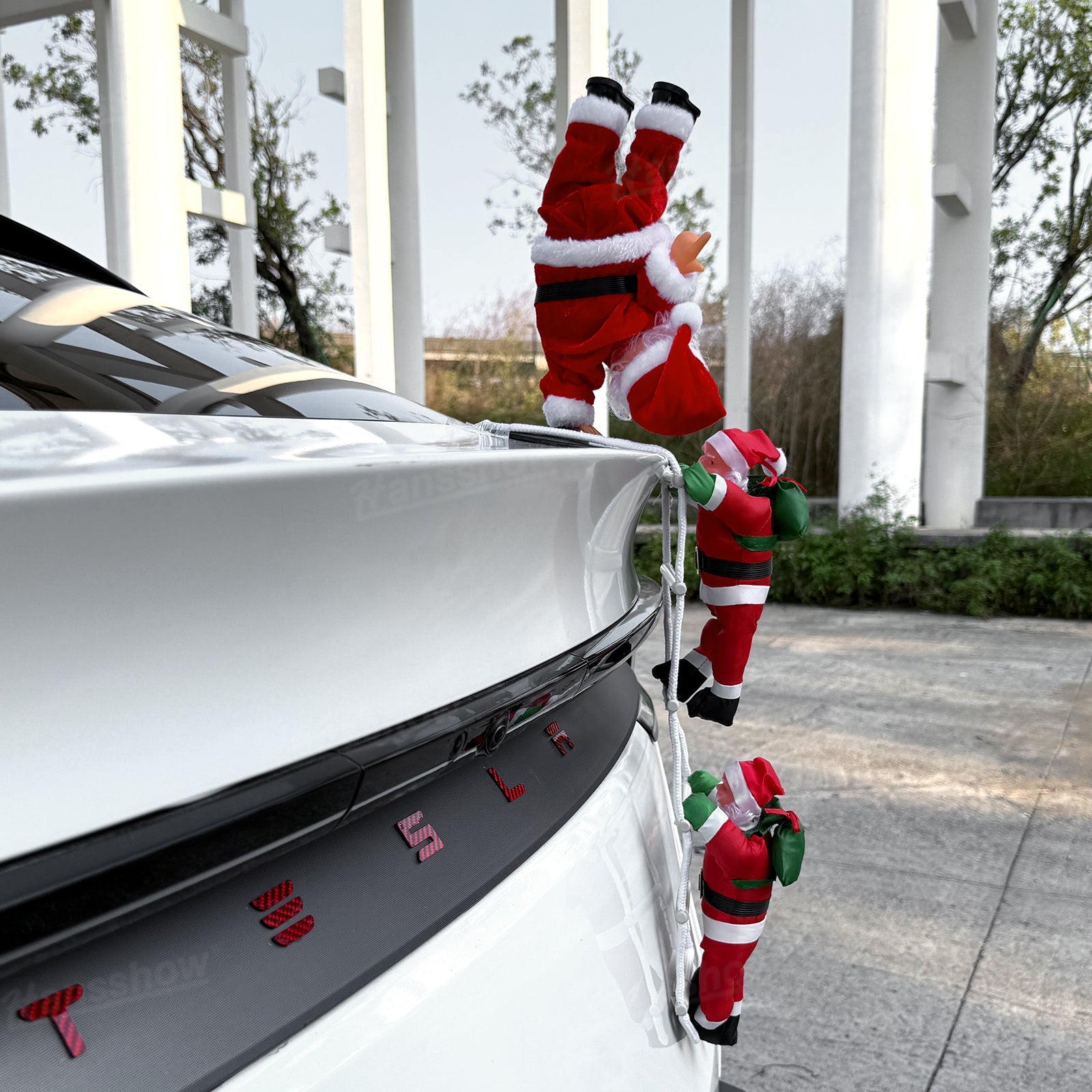 Climbing Santa Claus Decoration for Tesla Model Y detailed view