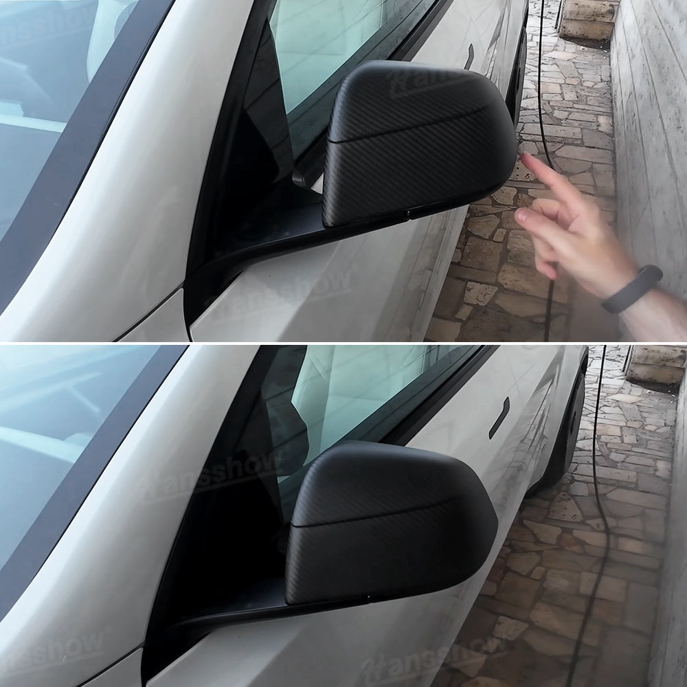 Tesla Model Y Side Mirror Covers Real Carbon Fiber Overlays - Unique Design
