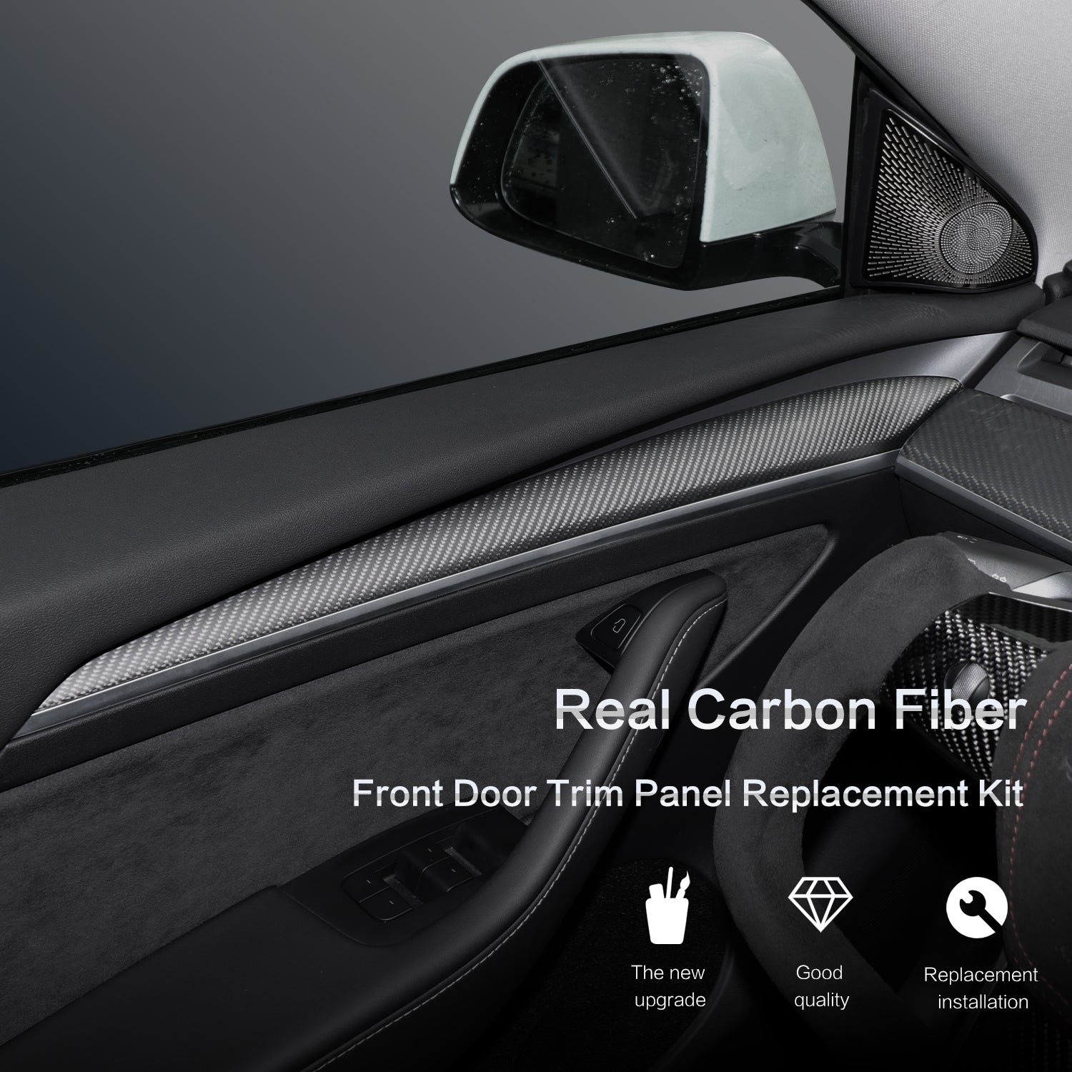 Model Y/3 Real Carbon Fiber Dashboard Trim Panel Replacement Kit OEM fit