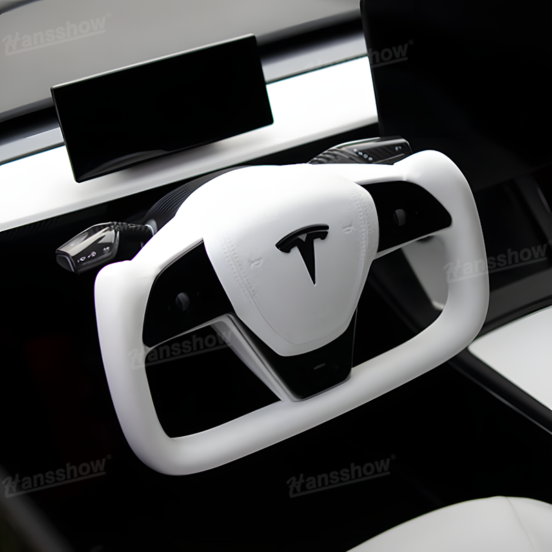 Tesla Model 3/Y Yoke Steering Wheel texture detail - Nappa leather