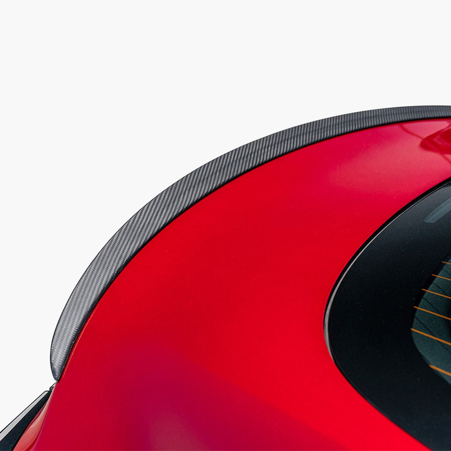 Side view of Model 3/Y Real Carbon Fiber Rear Trunk Lip Spoiler for Tesla Model Y
