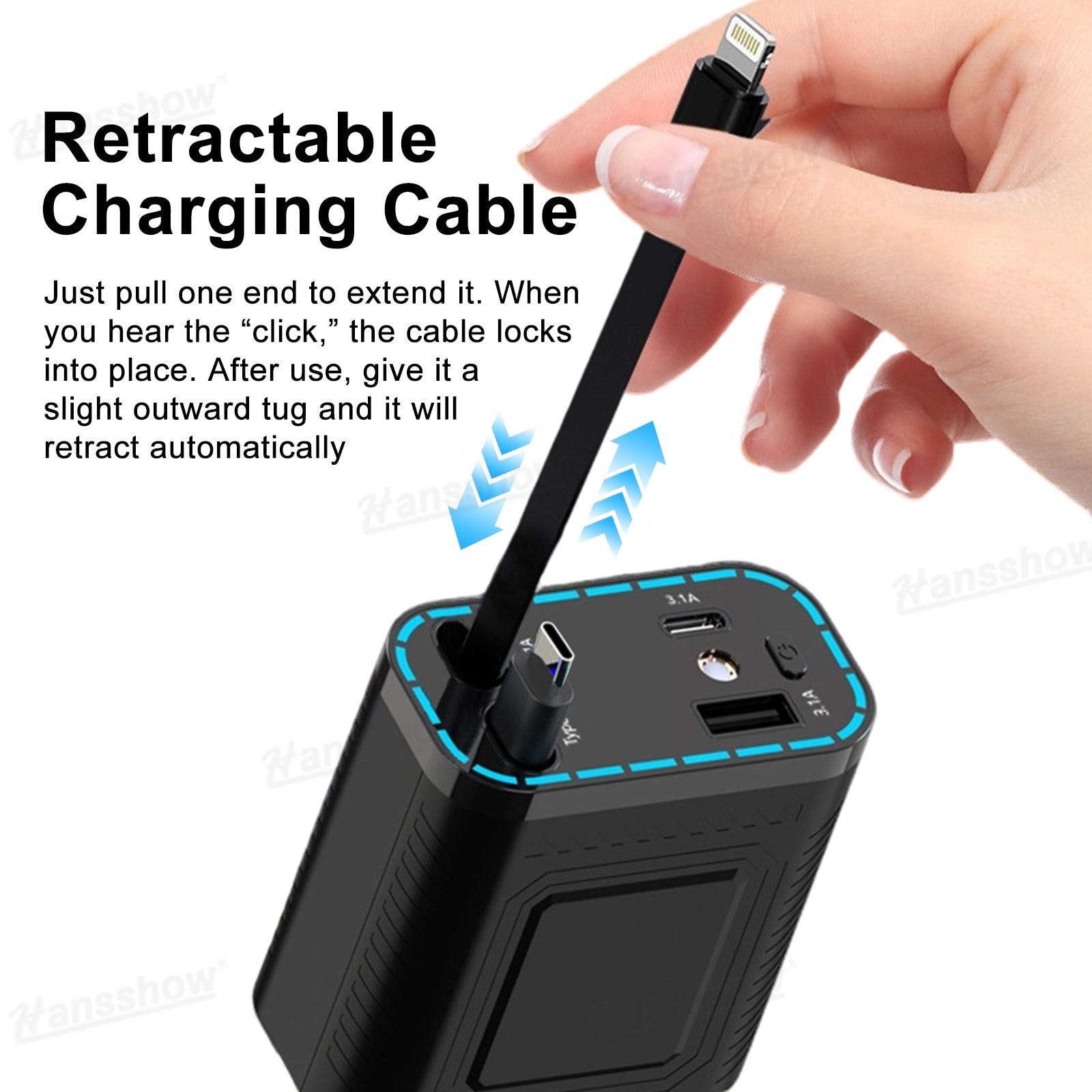 4-in-1 Charging Hub 120W Fast Charging Retractable Cable Hub with Starry...