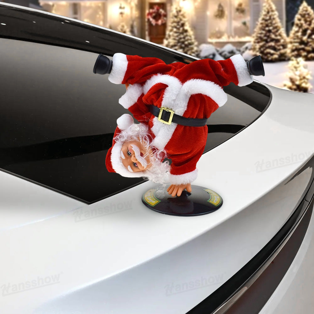 Climbing Santa Claus Decoration for Tesla Model Y during holiday gathering
