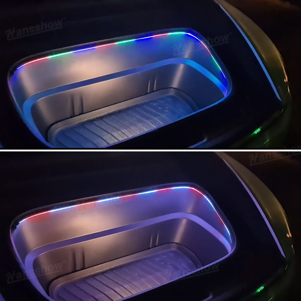 Model Y Juniper Front Trunk LED Light Strip RGB for Tesla Ambient Lighting - Full Trunk View