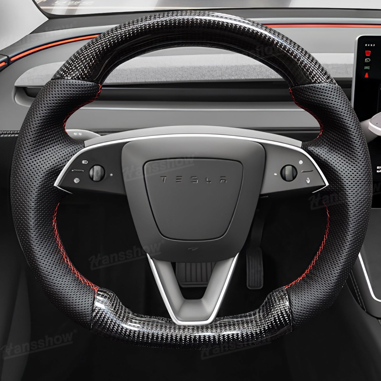 Model Y Juniper Steering Wheel Carbon Fiber Style luxury accessory